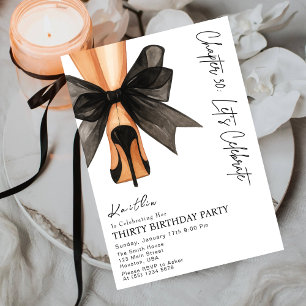 Invitación Tacones Altos Lazo Negro Cumpleaños Treinta 30 