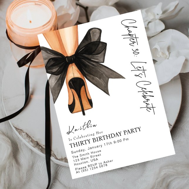 Invitación Tacones Altos Lazo Negro Cumpleaños Treinta 30  (Subido por el creador)