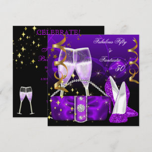 Invitación Tacones altos morados brillantes fabulosos 50 fant