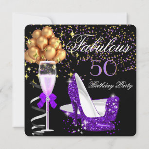 Invitación Tacones altos morados fabulosos Fiesta de cumpleañ