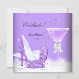 Invitación Tacones altos morados para fiestas de todas las oc