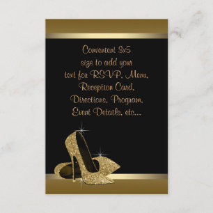 Invitación Tacones altos negros RSVP del oro
