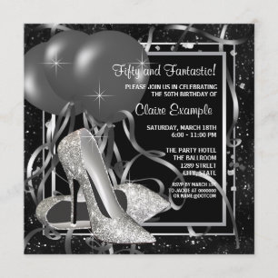 Invitación Tacones altos negros y blancos para la fiesta de c