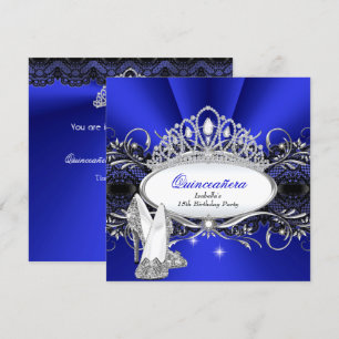 Invitación Tacones altos para QUINCEAÑERA Tiara de diamantes 
