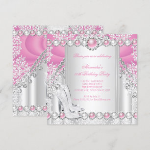 Invitación Tacones altos plateados rosados Cumpleaños 2