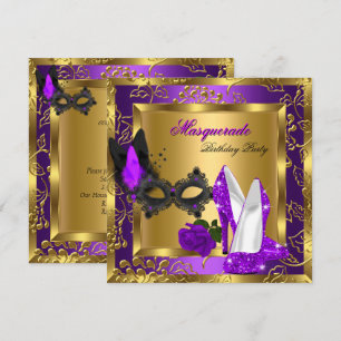 Invitación Tacones altos purpura negro con brillo para disfra