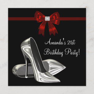 Invitación Tacones altos rojos y negros Cumpleaños de mujer