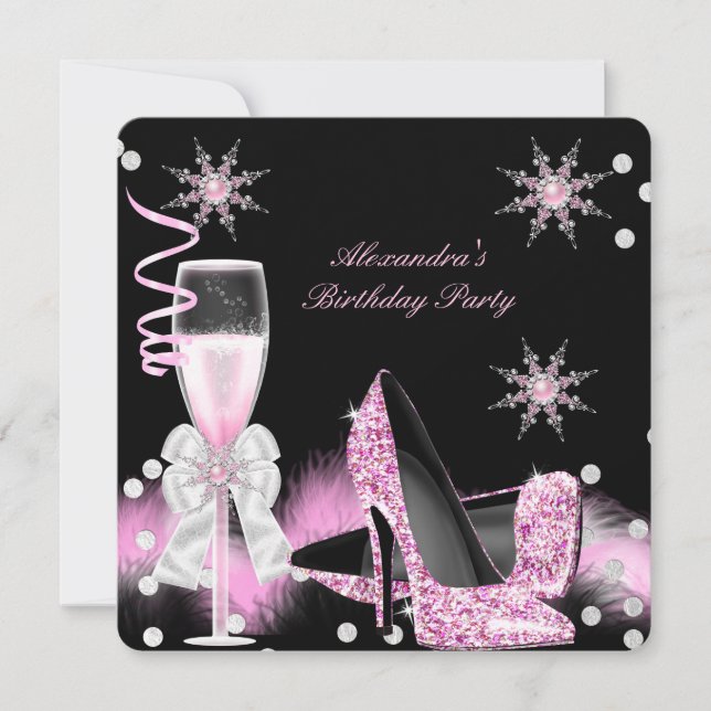 Invitación Tacones altos rosa champán Fiesta de cumpleaños (Anverso)