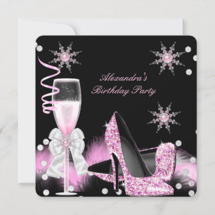 Invitación Tacones altos rosa champán Fiesta de cumpleaños