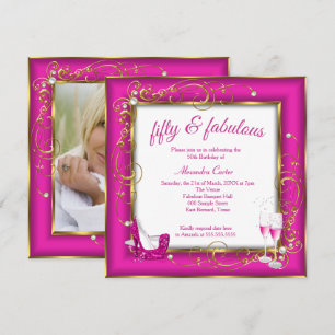 Invitación Tacones altos Rosa Fabuloso 50 Fotos Champagne Dor