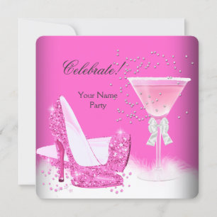 Invitación Tacones altos rosa para fiesta Margarita para toda