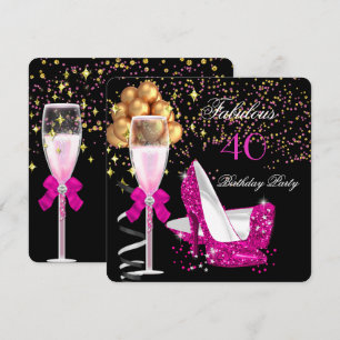Invitación Tacones altos rosados fabulosos, fiesta de cumplea