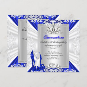 Invitación Tacones Azules Reales para Quinceañera Brillante C