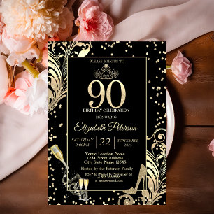 Invitación Tacones con Diamantes y Remolinos Brillantes para