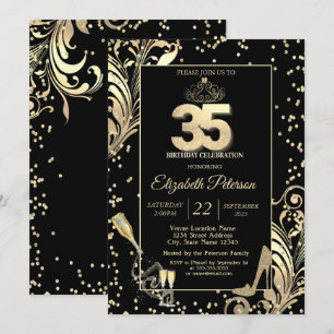 Invitación Tacones con Diamantes y Remolinos Brillantes para 