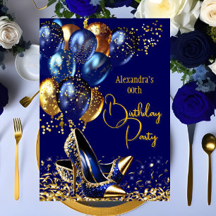 Invitación Tacones de lentejuelas azul marino real oro Globos