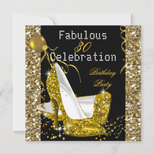 Invitación Tacones de Purpurina Amarillo Dorado Fiesta de Cum