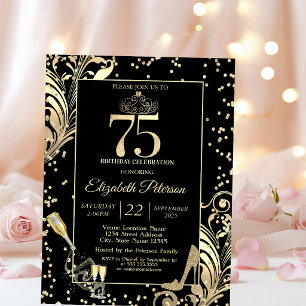 Invitación Tacones de purpurina de tiara diamantes remolinos