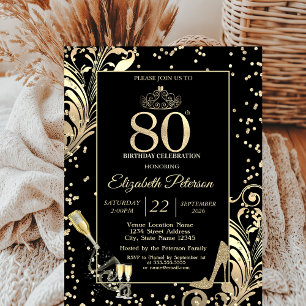 Invitación Tacones de Purpurina de Tiara Diamantes Remolinos 