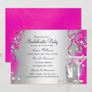 Invitación Tacones de Purpurina Rosa y Fiesta de Despedida de