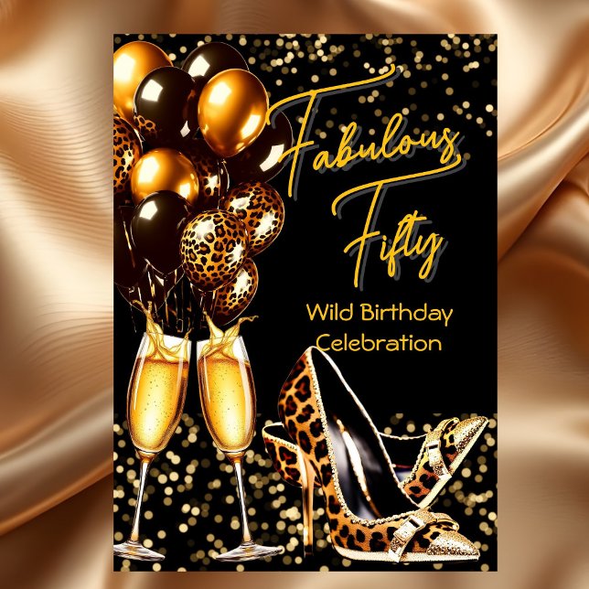 Invitación Tacones fabulosos de leopardo Champagne Cumpleaños (Subido por el creador)