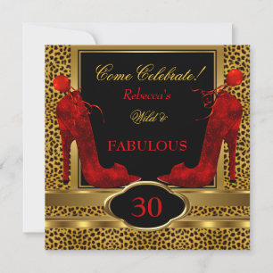 Invitación Tacones fabulosos de leopardo rojo guepardo salvaj