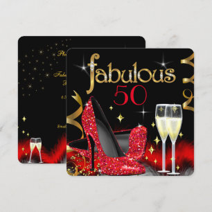 Invitación Tacones rojos altos fabulosos para fiesta de 50 añ