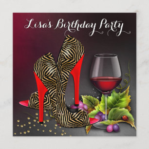 Invitación Tacones rojos elegantes y fiesta de cumpleaños con