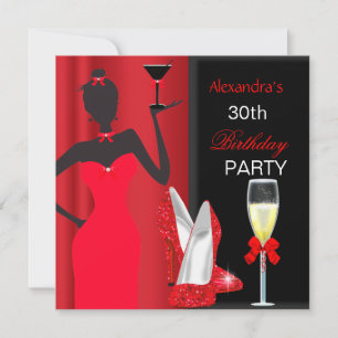 Invitación Tacones Rojos Glamurosos Fiesta de Cumpleaños Chic