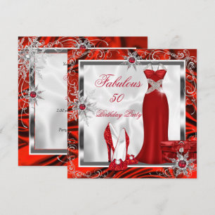 Invitación Tacones rojos plateados para fiesta fabulosos H7