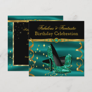Invitación Tacones verdes esmeralda fabulosos para fiesta de 