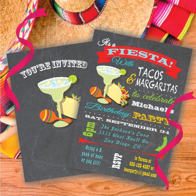 Invitación Tacos and Tequilla Mexican Fiesta Birthday (Subido por el creador)