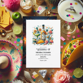 Invitación Tacos divertidos y Boda de Tequila con frasco de M