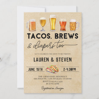 Invitación Tacos prepara pañales para Baby Shower