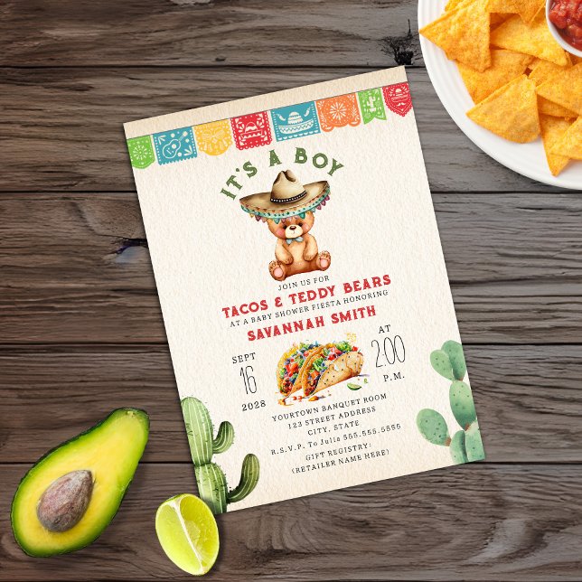 Invitación Tacos & Teddy Bears Baby Shower Fiesta (Subido por el creador)