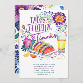 Invitación Tacos Tequila Tiaras Última Fiesta Bachelorette