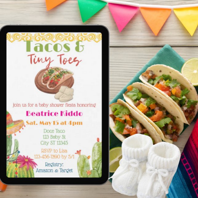 Invitación Tacos & Tiny Toes Baby Shower (Subido por el creador)