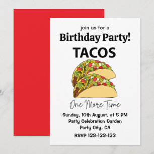 Invitación Tacos Una Vez Más Cumpleaños Comida Mexicana Taco