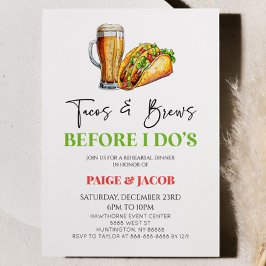 Invitación ¡Tacos y breves antes que yo! Cena de ensayo