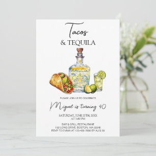 Invitación Tacos y Tequila Fiesta de Cumpleaños