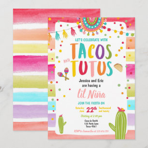 Invitación Tacos y Tutus Parejas de Fiesta Mexicanas Baby Sho