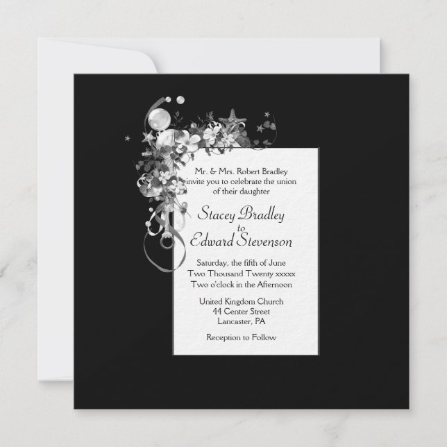 Invitación Tacto nautico blanco y negro de elegancia (Anverso)