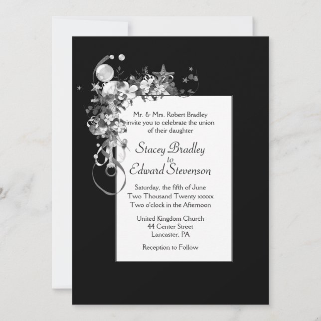 Invitación Tacto nautico blanco y negro de elegancia (Anverso)