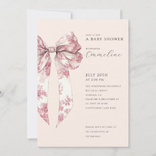 Invitación Tafetán de toile rosa sonrojado para baby shower