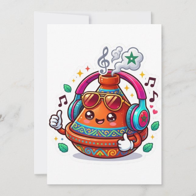 Invitación Tagine Marroquí Kawaii Genial (Anverso)