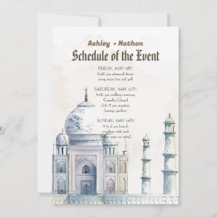 Invitación Taj Mahal Typology Watercolor Boda