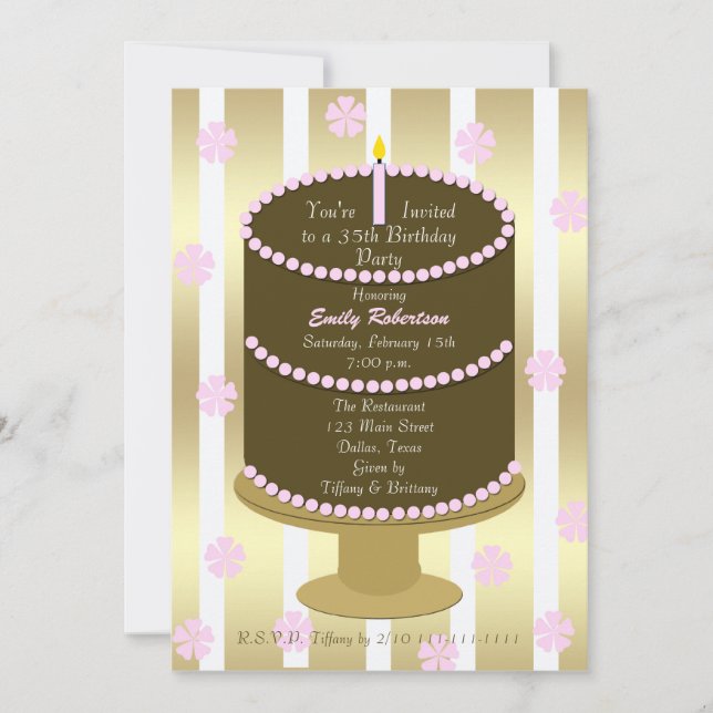 Invitación Take 35th Birthday Party Invitation 35th in Pink (Anverso)