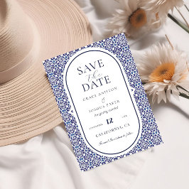 Invitación Talavera azul Boda española salva los datos