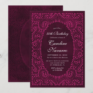 Invitación Talavera Fiesta de cumpleaños Borgoña