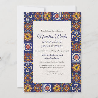 Invitación Talavera Mayólica Clásica Boda Española Colorida